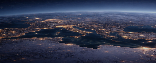 Europe and Africa at night from space